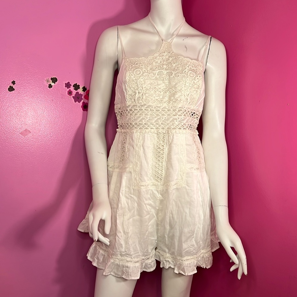 Free people Taya Lace Romper white size 8